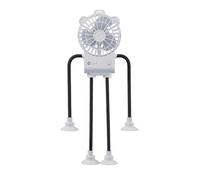 Genérico Robot Desk Fan, Portable Cooling Blower, Mini Air Circulator, Suction Base Stable, Three Speed Adjustable, USB Rechargeable Battery Powered, Silent Compact Design, Bedroom Camping Home Use