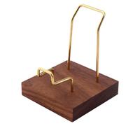 Genérico Rock and Mineral Display Stand, Brass Easel with Wooden Base, Small Display Holder for Fossils, Coral, Rocks, Minerals, Collectibles & Desk Decor