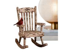 Genérico Rocking Chair Decor - Rustic Red Bird Table Sculpture for Shelf | Vintage Country Figurine with Farmhouse Charm, Christmas Shelf Accent for Mantel, Table, and Bookshelf