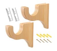 Genérico Rod Holder - Wood Window Hardware Hangers | Solid Wood with, 2 Piece Support Hangers, Color Options, Closet Shower Curtain Mount, Bathroom Wall Installation, and Multipurpose Use