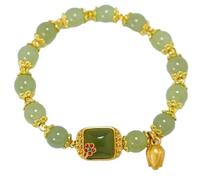Genérico Rodonita Pareja Regalo Anillos Pulseras de Oro y Jade Pulsera de Jade Joyas Elegantes Regalo para Mujer Para Mm Conectado 4 En Anillos, talla única, Metal, No es una piedra preciosa