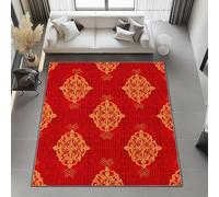 Genérico Rojo Alfombra de Salón 60x90 cm - Diseño de Tradicional Oriental Nudo Chino Pelo Corto Lavable Antideslizante Alfombras, para Sala de Estar Comedor Dormitorio Decoración del Hogar