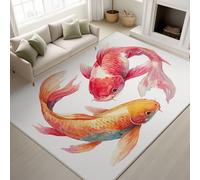 Genérico Rojo Alfombra Mullidas Koi Acuarela Símbolos Infinito Nado Alfombras Acuarela Minimalista Oriental Elegante Sereno Fluido No Sueltan Pelo Alfombras 60 x 120 cm for Dormitorio