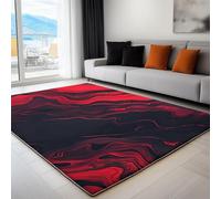 Genérico Rojo Alfombras Salón 120 x 180 cm, Líquido De Mármol Abstracto Alfombra Pelo Corto Moqueta Sala Alfombrilla Grande Salon Antideslizante para Habitacion Comedor Dormitorio