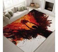 Genérico Rojo Interior y Exterior Alfombra Llamas Mujer alas Baloncesto Alfombra Anime Historia dinámico súper Suave Moderno Apasionado fantasía Decorativo 90 x 150 cm para Dormitorio salón