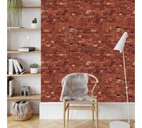 Genérico Rojo Ladrillo Papel Pintado AutoadhesivoRetro Piedra Textura Papel de Pared Adhesivo Muebles Mate Removible Impermeable Wallpaper Decorar Pared Salon Dormitorio Cocina Pegatina 0.3x5 m