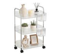 Genérico Rolling Cart - Acrylic Multi-Layer Snack Trolley for Office | Transparent Tiered Shelving with Lockable Wheels, Clear Organization Unit for Home, Kitchen, Makeup and Laundry