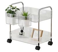 Genérico Rolling Cart | Multi-Layer Acrylic Snack Storage - Storage Cart with Lockable Wheels - for Office Home Kitchen Makeup Laundry Bathroom Dorm Bedroom Pantry Craft Salon