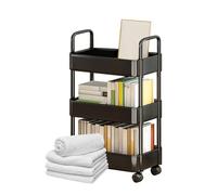 Genérico Rolling Cart Organizer - 3 Tier Utility Storage Trolley with Handle, Wheels | Multifunctional Metal Shelf | Mobile Basket Rack For Kitchen, Bathroom, Living Room, Office, Classroom Use