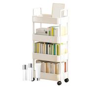Genérico Rolling Cart Organizer - 3 Tier Utility Storage Trolley with Handle, Wheels | Multifunctional Metal Shelf | Mobile Basket Rack For Kitchen, Bathroom, Living Room, Office, Classroom Use