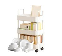 Genérico Rolling Cart Organizer - 3 Tier Utility Storage Trolley with Handle, Wheels | Multifunctional Metal Shelf | Mobile Basket Rack For Kitchen, Bathroom, Living Room, Office, Classroom Use