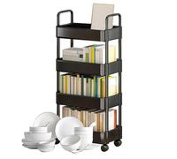 Genérico Rolling Cart Organizer - 3 Tier Utility Storage Trolley with Handle, Wheels | Multifunctional Metal Shelf | Mobile Basket Rack For Kitchen, Bathroom, Living Room, Office, Classroom Use