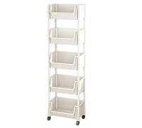 Genérico Rolling Cart Organizer, Multi-Tier Storage Trolley, 11.61x7.68x48.43 Inches Portable Ideal Smart Solution Shelf, Wheels Mobile Organizer for Books Toys Snacks, Rooms Study, Dorm