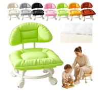 Genérico Rolling Low Stool with Backrest, Cloud Comfort Swivel Stool，Green