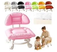 Genérico Rolling Low Stool with Backrest, Cloud Comfort Swivel Stool，Pink