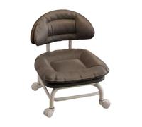 Genérico Rolling Low Stool with Backrest - Swivel Chair On Silent Casters