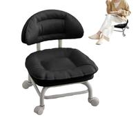 Genérico Rolling Low Stool with Backrest - Swivel Chair On Silent Casters