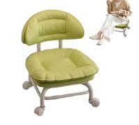 Genérico Rolling Low Stool with Backrest - Swivel Chair On Silent Casters