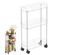 Genérico Rolling Storage Cart, Movable Shel, Multi Layer, Multi Purpose, Compact Rolling Kitchen Organizer for Laundry Room, Narrow Space, 1650g, Acrylic, Abs, Metal