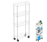 Genérico Rolling Storage Cart, Movable Shel, Multi Layer, Multi Purpose, Compact Rolling Kitchen Organizer for Laundry Room, Narrow Space, 1650g, Acrylic, Abs, Metal