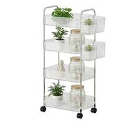Generico Rolling Utility Cart,Multi-layer Acrylic Snack Storage Cart with Lockable Wheels | for Office Home Kitchen Makeup Laundry Bathroom Dorm Bedroom Pantry Craft Salon
