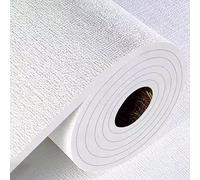Genérico Rollo de Papel Pintado Aislante Acústico Impermeable y Aislante Térmico, Adhesivo de Pared Anticolisión con Textura de Lino para Paredes Rugosas, Dormitorios y Paredes,Blanca,50x280x0.9cm