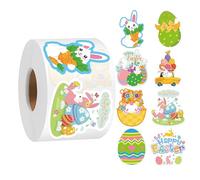 Generico Rollo de pegatinas de Pascua, 500 unidades, decoración de huevos autoadhesivos, 8 diseños adhesivos impermeables para Pascua, para sobre, cuaderno, cumpleaños, fiesta, botella, portátil