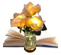 Genérico Romantic Flower Lantern - Led Rose Table Lamp | Glass Cordless Color Changing Light, 26x15x15cm Size, 400mah Battery, Dinner Decor Night Lamp for Bedside, Living Room, Wedding, Celebration