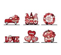 Generico Romantic Home Decor, Truck Heart Design Decor, Desk Mantle Shelf Display, Valentines Day Table Sign, Freestanding Heart Sign, 6-Piece Valentines Decor for Desk Mantle Shelf