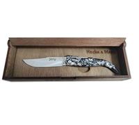 Genérico Roncero Navaja Teja Albacete 8,5 cm. de hoja, mango Transparente. Fantasia Clasica.
