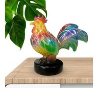 Generico Rooster Stained Glass Lamp - Retro Resin Table Light Decorative Accent Ornament Vintage Home Decor | Living Room Bedroom Christmas Housewarming Centerpiece Artistic Lighting Display Piece