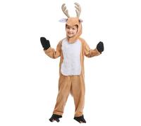 Generico Ropa de disfraz de reno para Navidad, disfraz de reno para niños de Navidad - Mono suave para edades 3-13 años para vacaciones de invierno, cumpleaños, espectáculo, teatro y drama