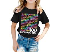 Genérico Ropa de Niña Top Casual Cuello Redondo Corto Manga Con Motivos Blusa Camiseta Niño Estilo Casual Chica, Le Noir, 6-7 Años