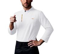 Genérico Ropa de Trabajo de Cocinero Manga Larga Fina Top Slim Fit Camisa de Chef Estampado Bordado Cómodo Transpirable Cocina Trasera del Restaurante Chef Profesional