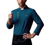 Genérico Ropa de Trabajo de Cocinero Manga Larga Fina Top Slim Fit Camisa de Chef Estampado Bordado Cómodo Transpirable Cocina Trasera del Restaurante Chef Profesional