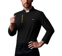 Genérico Ropa de Trabajo de Cocinero Manga Larga Fina Top Slim Fit Camisa de Chef Estampado Bordado Cómodo Transpirable Cocina Trasera del Restaurante Chef Profesional