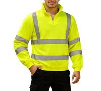 Genérico Ropa de Trabajo Hombre con Banda Reflectante Sudadera Caliente Invierno con 1/4 Cremallera Traje de Seguridad Impermeable Suéter de Advertencia de Tráfico Sudaderas de Carretera Servicio