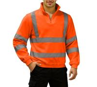 Genérico Ropa de Trabajo Hombre con Banda Reflectante Sudadera Caliente Invierno con 1/4 Cremallera Traje de Seguridad Impermeable Suéter de Advertencia de Tráfico Sudaderas de Carretera Servicio