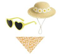Genérico Ropa Gansos Jardín - Sombrero de Paja y Gafas con Temática Primaveral,Disfraz Ganso Jardín Estampado Margaritas - Para Playa, Piscina, Patio, Interior, Hogar, Y Playa
