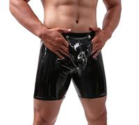 Genérico Ropa Interior Sexy de Vinilo Ropa Interior Erótica Sexy Look de Cuero Shorter de Tanga Pantalones Cortos de Fiesta de Club Wetlook Boxer Shorts de Hombre