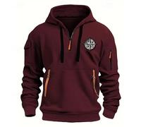 Genérico Ropa Marca Outlet, Sudadera Con Capucha Running Elegante Caza Deportes Sin Capucha Polar Militar Forro Deportiva Cazadora Hombre Vino XXL