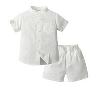 Genérico Ropa NiñO - NiñOs PequeñOs NiñAs Manga Corta Verano Casual Caballero Tops Hawaii Beach Holiday Camisas SóLidas Camiseta Pantalones Cortos Trajes
