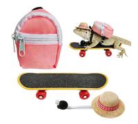 Genérico Ropa para Dragón Barbudo - Sombrero Mochila Skateboard para Reptil, Enriquecimiento | para Anfibios Hamster Pequeños Animales Habitat Cage Terrarium Cosplay
