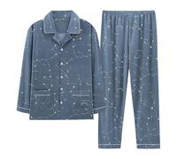 Genérico Ropa TaoíSta Zen Conjunto de Pijama de Cuadros para Otoño e Invierno Traje de Pijama Masculino de Hanfu de AlgodóN Estilo Kimono JaponéS para Tallas Grandes