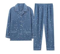 Genérico Ropa TaoíSta Zen Conjunto de Pijama de Cuadros para Otoño e Invierno Traje de Pijama Masculino de Hanfu de AlgodóN Estilo Kimono JaponéS para Tallas Grandes
