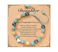 Genérico Rosa 2 Anillos Ajustable Natural Tejido a Mano Regalo de Graduación Pulsera Pareja Ancho Natural Perla Mensaje Joyería, talla única, Vidrio, No es una piedra preciosa