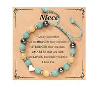 Genérico Rosa 2 Anillos Ajustable Natural Tejido a Mano Regalo de Graduación Pulsera Pareja Ancho Natural Perla Mensaje Joyería, talla única, Vidrio, No es una piedra preciosa