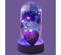 Genérico Rosa Eterna Morada. Navidad Regalos para Mujeres. Bella y la Bestia Rosa. Elegante Cúpula de Cristal. Regalo de Flores Artificiales, Mamá, Esposa