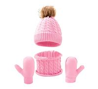 Genérico Rosa Niño sombrero bufanda conjunto polar forrado cuello mitones para niños niñas pelo aceite, rosa, Talla única