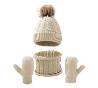 Genérico rosa polvoreado sombrero bufanda conjunto polar forrado cuello mitones para niños pequeños niñas blanco roto, a, Talla única